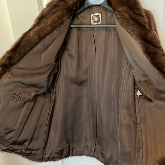 Vintage 90s Evans Collection chocolate brown Saga mink coat Robinsons size L - Picture 13 of 13